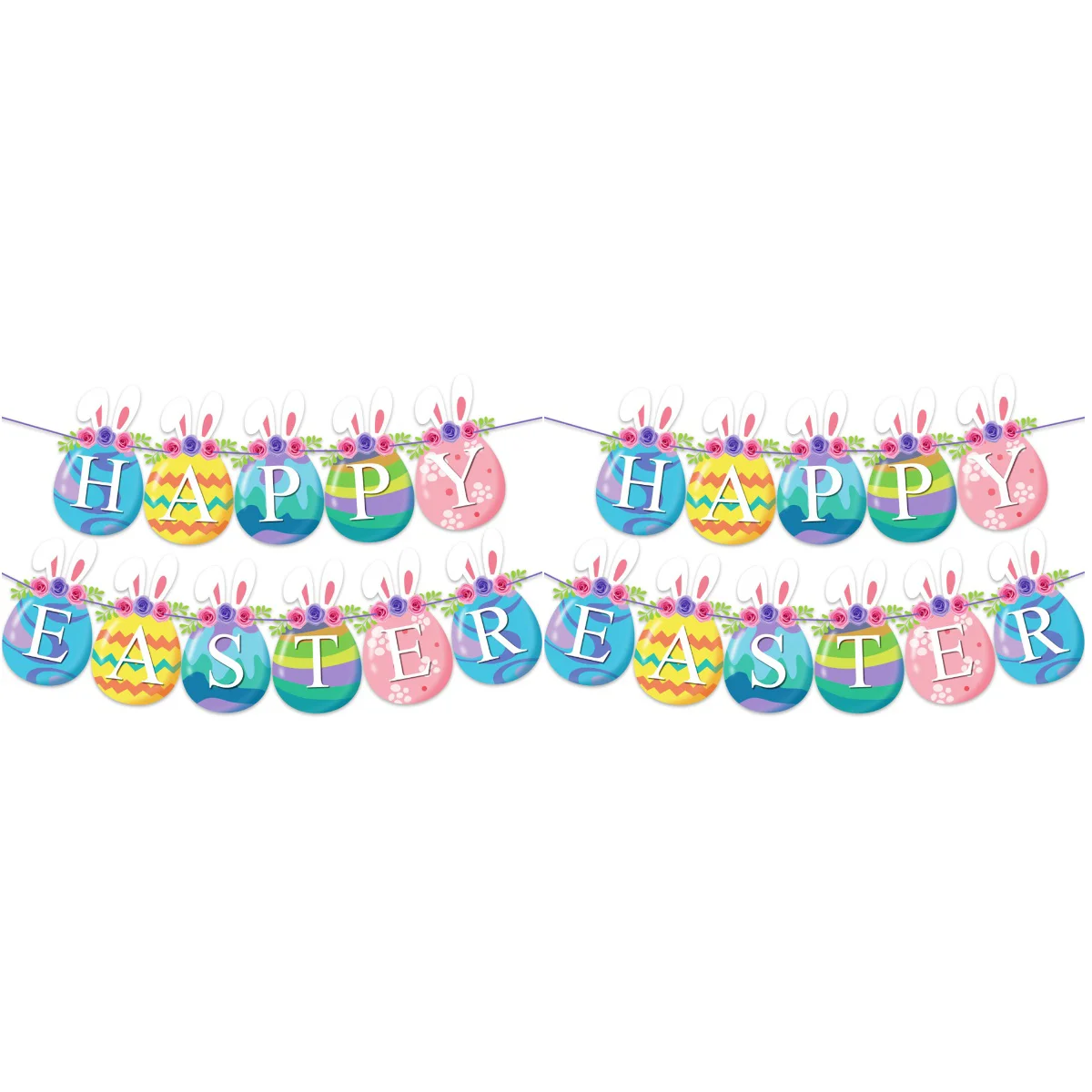 

Easter Banner Bunny Sign Decorations Happy Bunting Decor Garland Farmhouse Mantle Fireplace Party Hanging Decoration Rabbit Gift