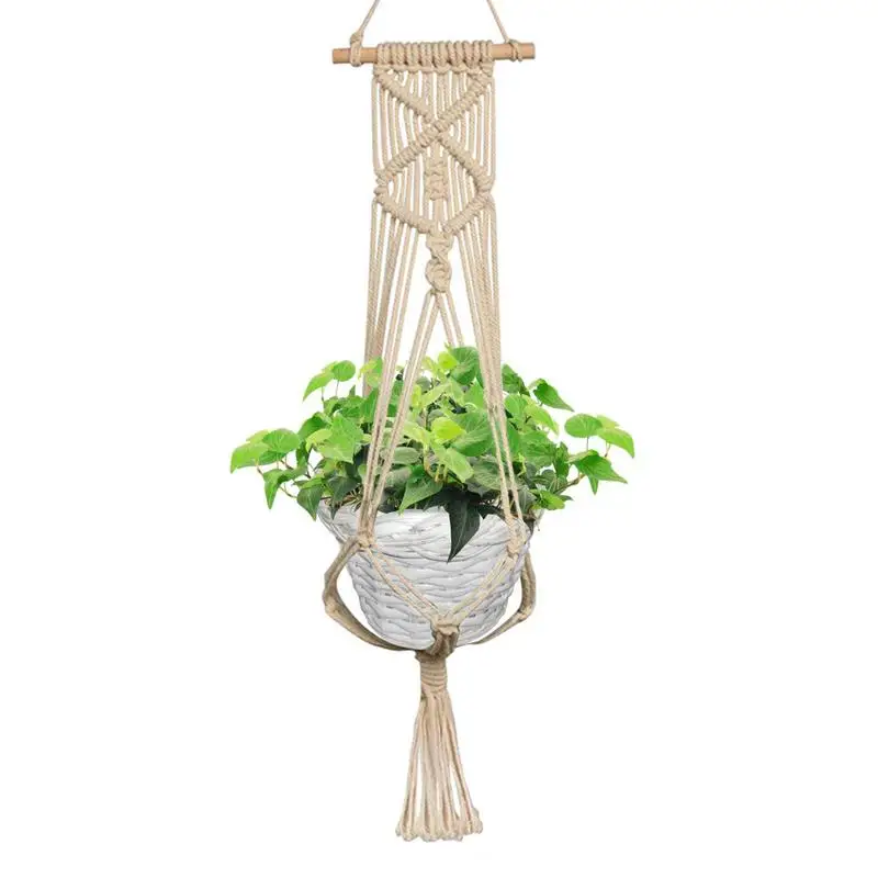 

Largesized Plant Hanger Basket Handmade Cotton Rope Pots Holder Fine Hemp Rope Net Flower Pot Plant Lanyard Home Decorations