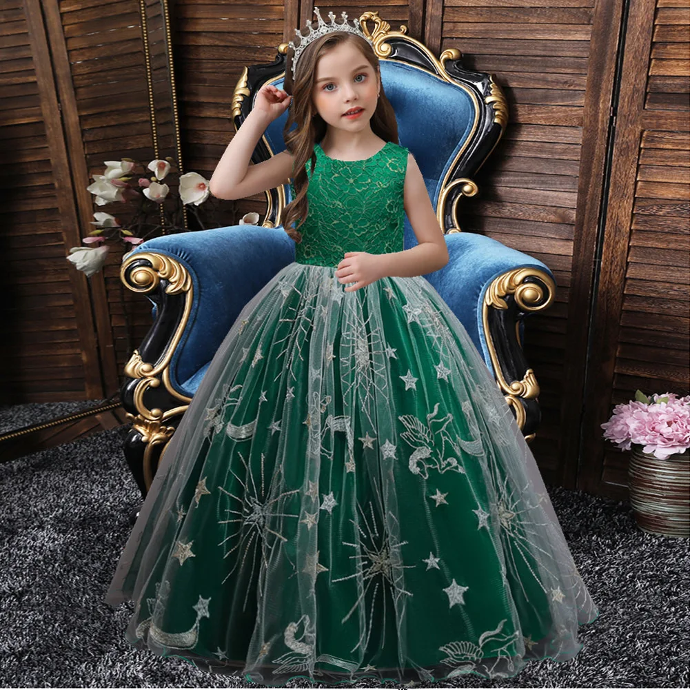 

Flower Girl Dress Vintage Rose Gown with Bow Floor Legth Kids Girl Wedding Party First Communion Ball Gown Christmas 2022