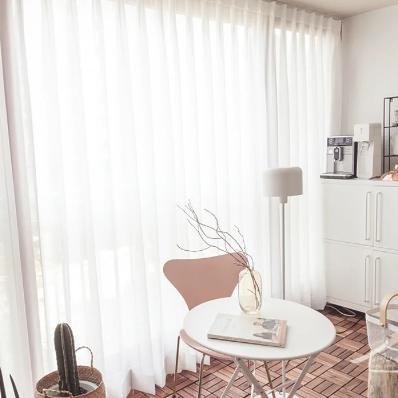 

Curtains for Living Dining Room Bedroom Windows Screen Modern Partition Decoration Chiffon Balcony White Screen Curtain Door