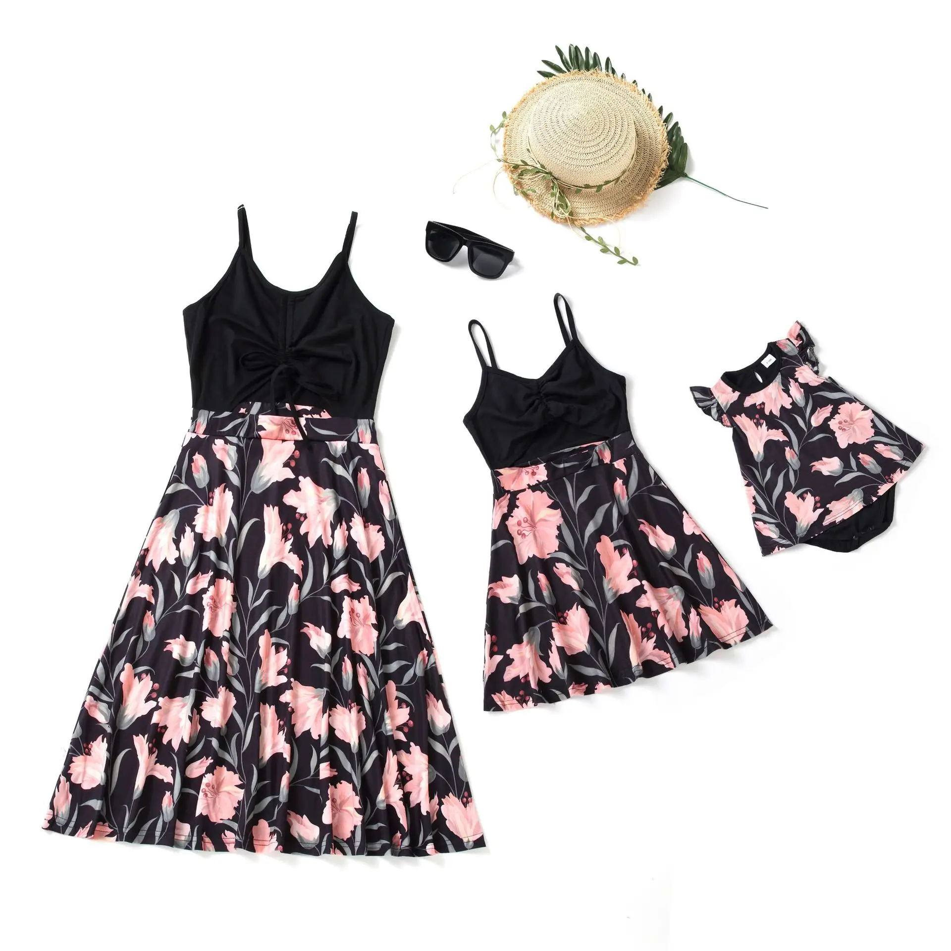 2023 Matching Family Outfits Dresses Women Girls Printed Dress Fashion Family Mommy Clothes Mother Daughter Summer Baby Dresses images - 6