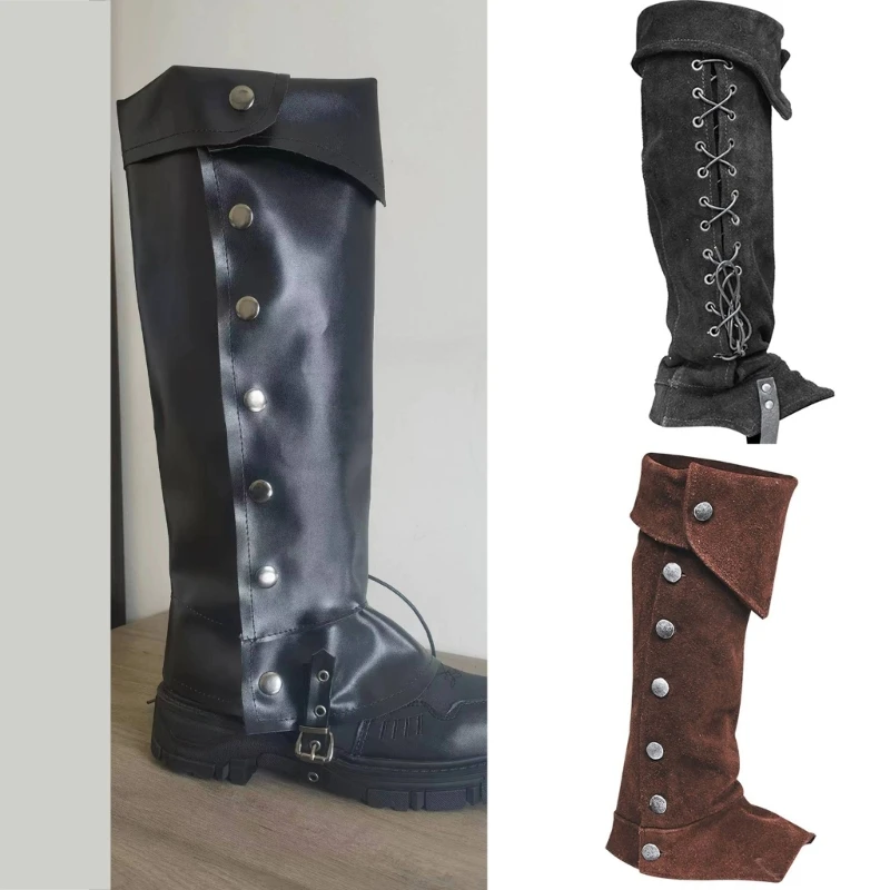 

Medieval Gaiters Knight Boot Covers Spats Suedes Leg Guards Ranaissance Costume P8DB