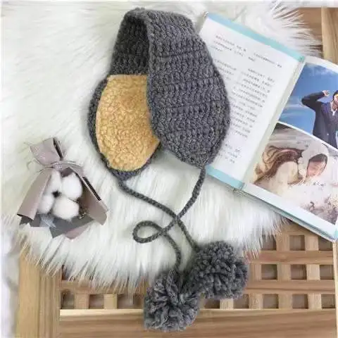 Милые модные трикотажные наушники с мягким ремешком для сестры осени и зимы