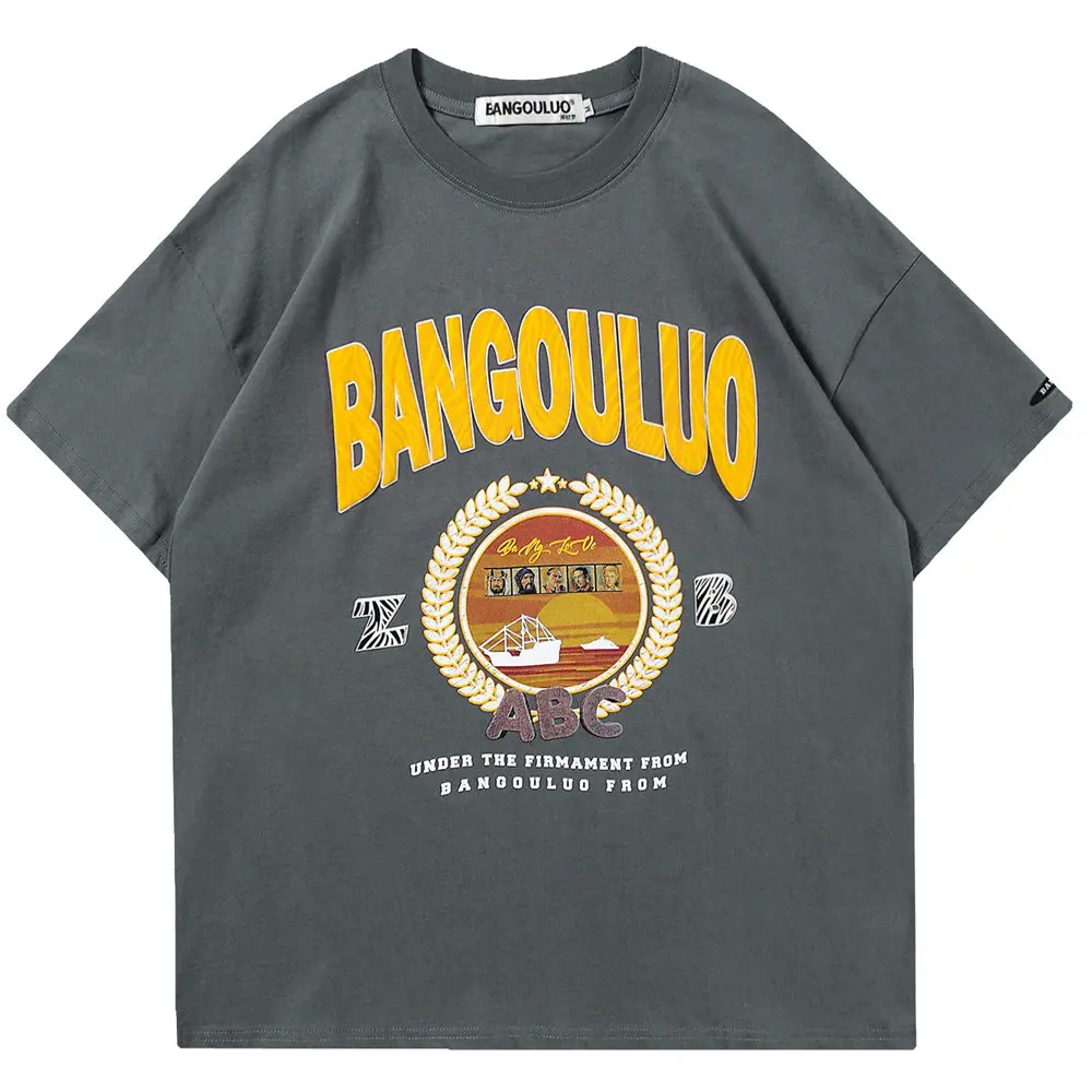 

T-shirts Vintage Print Cotton O-neck Top Men's Clothing 2022 Short Sleeve Harajuku Casual Streetwear Hip Hop T Shirt for Men