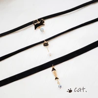 xikh playful cute girl lace choker party lovely student sisters neck clavicle chain women cartoon animals velvet short necklaces