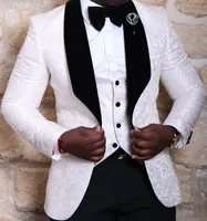 New Style Groomsmen Shawl Lapel Groom Tuxedos Red/White/Black Men Suits Wedding Best Man Blazer (Jacket+Pants+Vest)