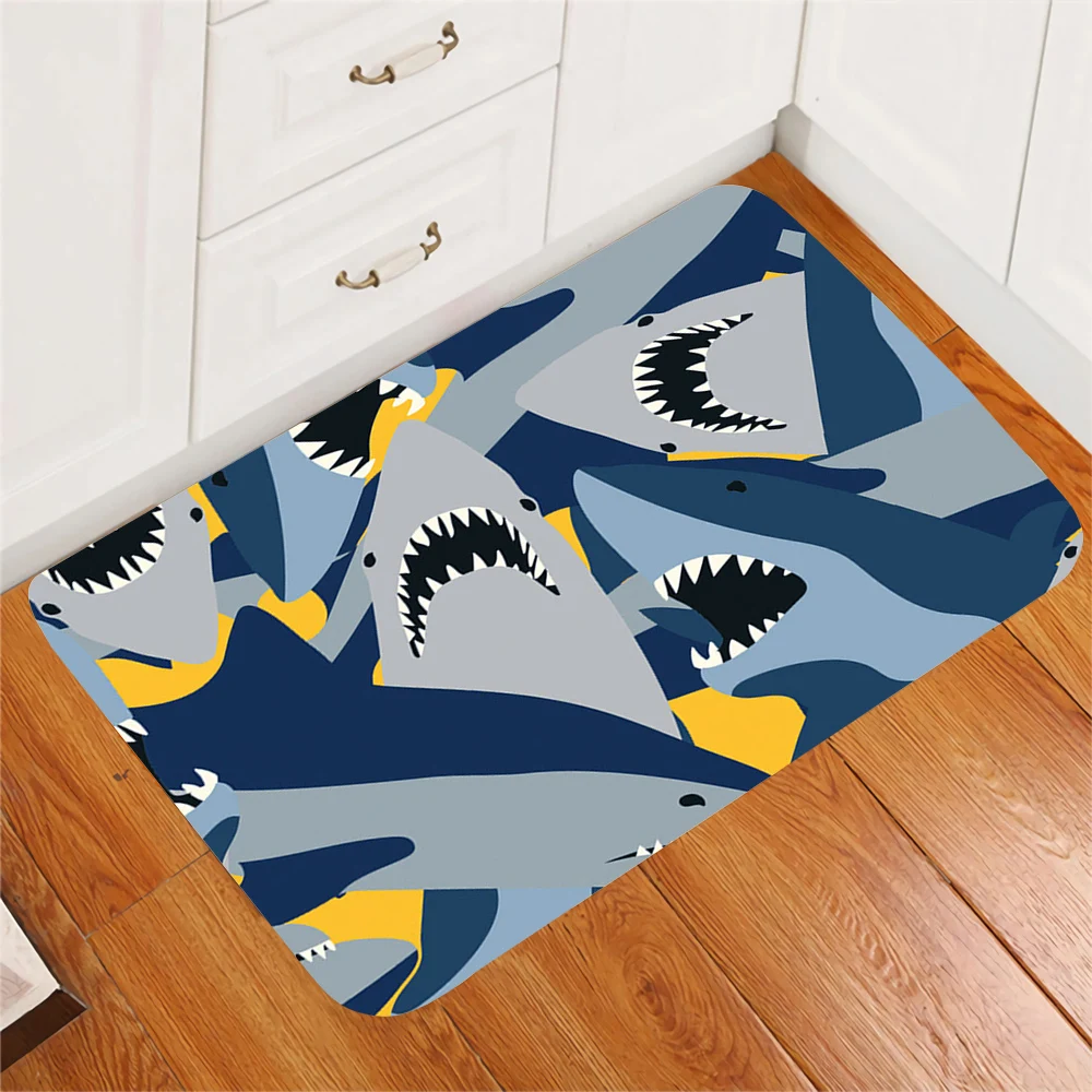 

CLOOCL Trendy Shark Rug 3D Print Room Rug Plush Non-slip Carpet Multi-size Living Room Bedroom Non-slip Mat