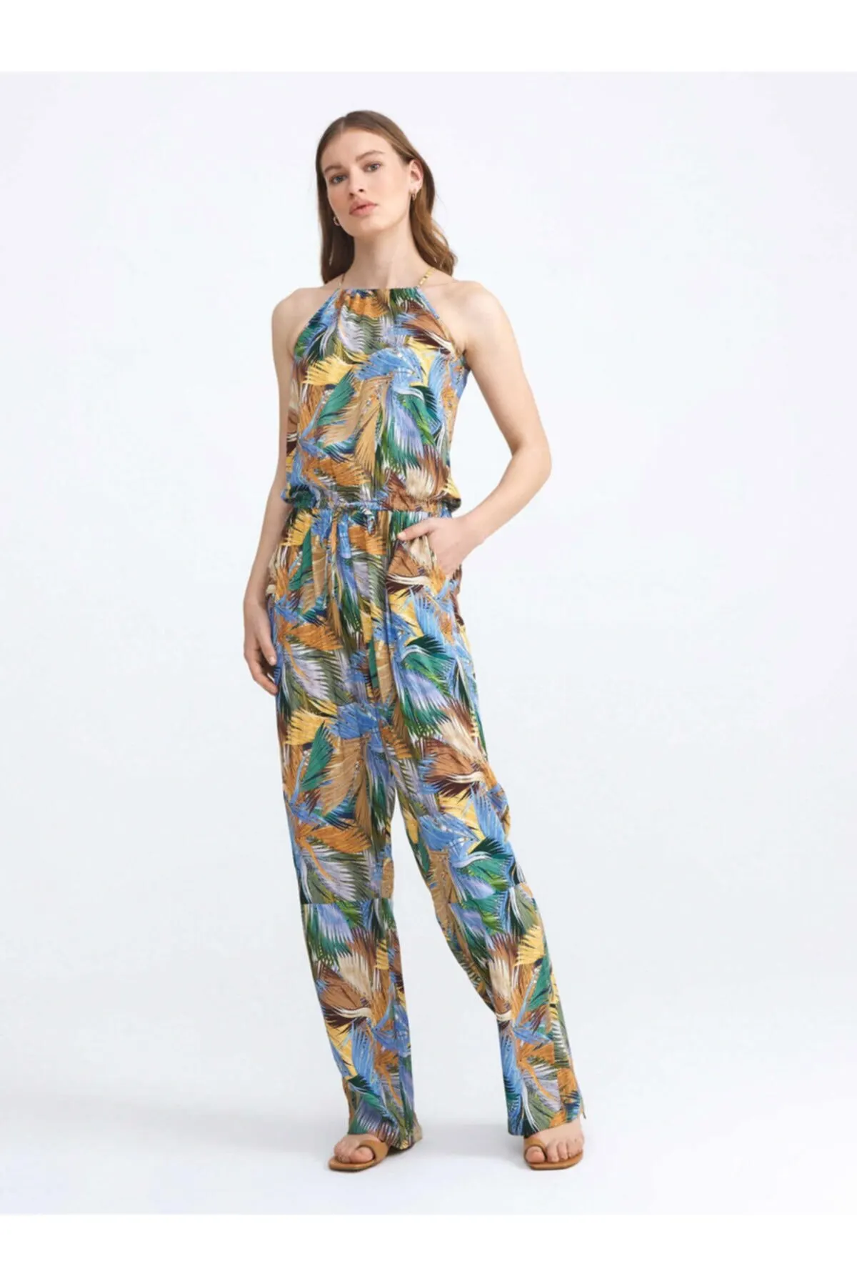

Women's Overalls Comfortable Cut Patterned Jumpsuit Hot Style Quality Fabric Sleeveless Baggy Trousers Casual Jumpsuit