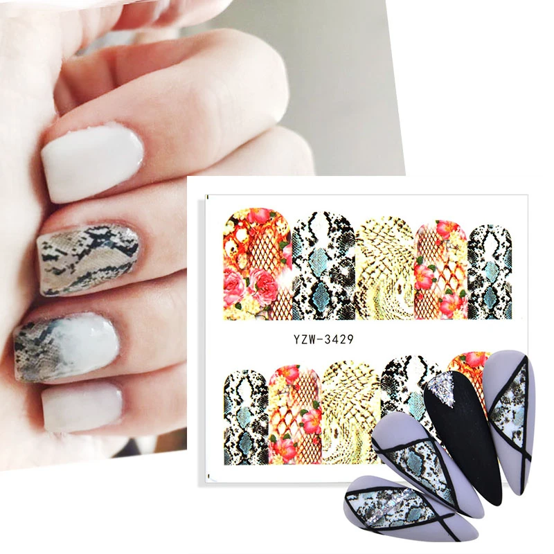 1 шт. Водные Переводные картинки для ногтей с леопардовым рисунком огненный