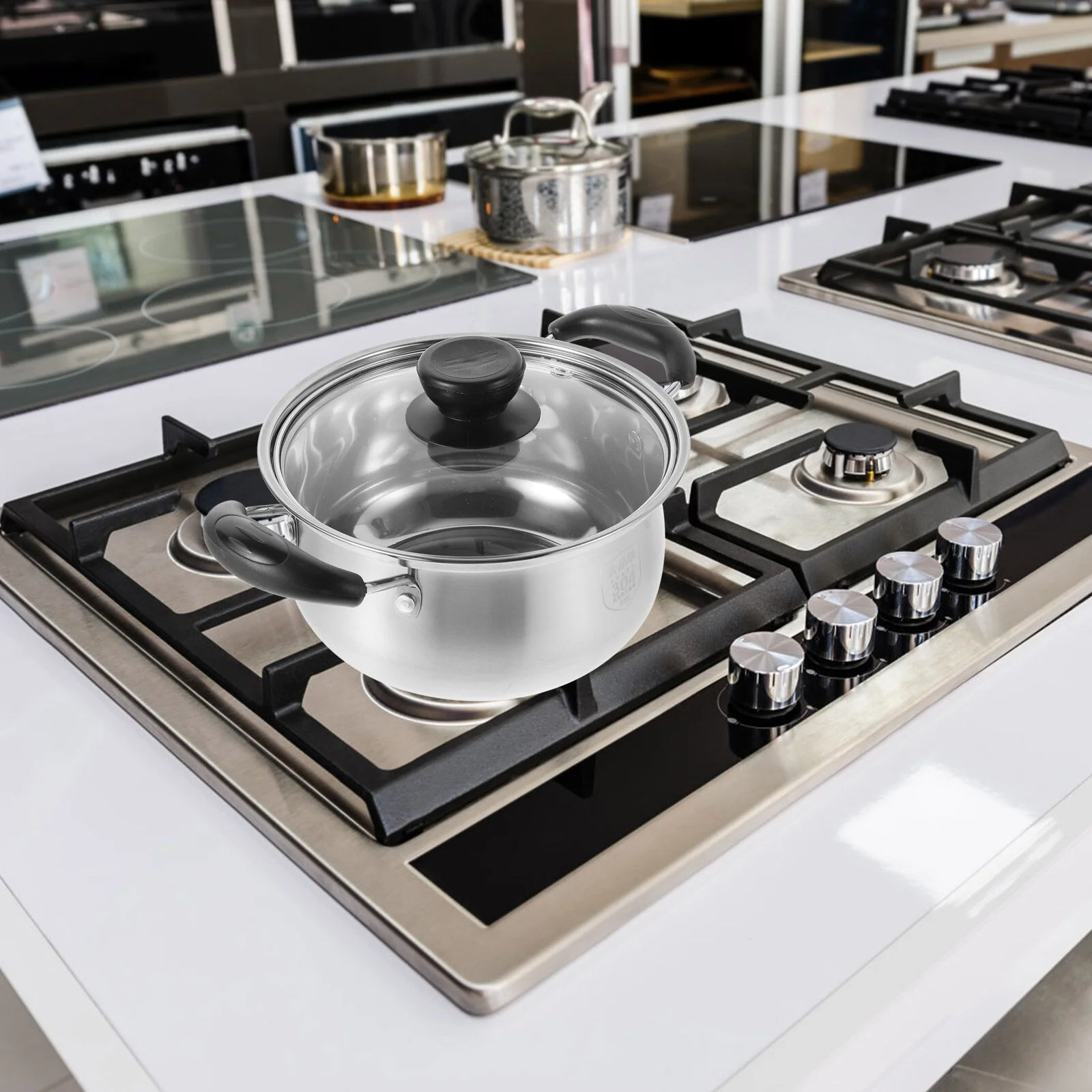 

Saucepan Pot Soup Kitchen Stainless Steel Cooking Stockpot Heat-resistant Milk Lid