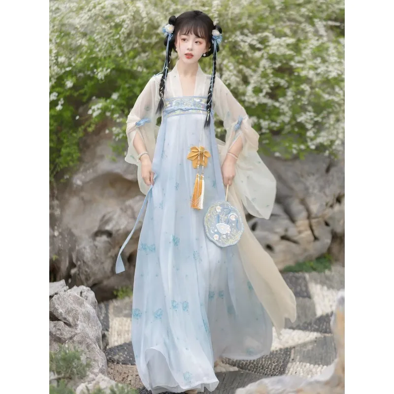 

Chinese Dress Hanfu Traditional Women's Clothing Chest Length Set Girl's Pink Blue Spring Summer Autumn Styles Cosplay Costumes