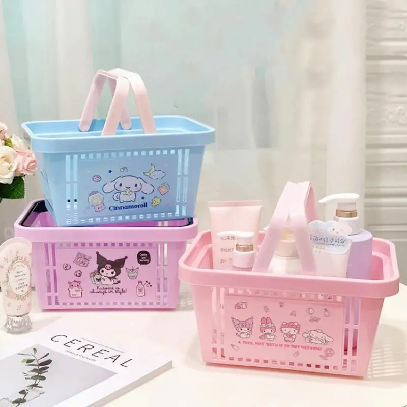 

Милая корзина для ванны Sanrio Kuromi Hellokitty мимелоди похвалы, ручная корзина для ванной комнаты, товары для туалета, корзина для хранения, корзина для ванны