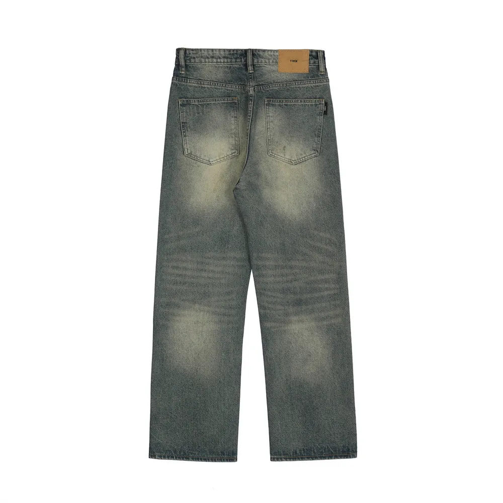 High Street Worn Jeans Ripped Loose Washing Straight Wide Leg Pants Holes Denim Streetwear Men Spring and Autumn Baggy Trousers
