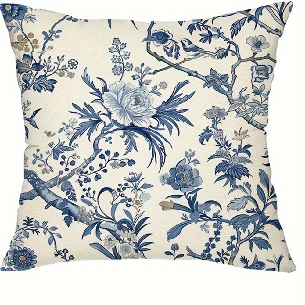 

Декоративная наволочка Blue Floral Bird Pattern