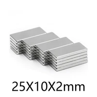 510203050100pcs 25x10x2mm block strong powerful magnets sheet 25x10x2 rectangular permanent neodymium magnets 25102 mm