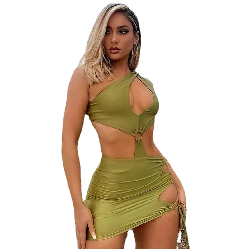 

GSLYYGYX Summer Lime Green Women Bikinis Set One-Piece Swimsuit Ladies Girls Sexy Push Up Beachwear Bathing Suit Female Biquini