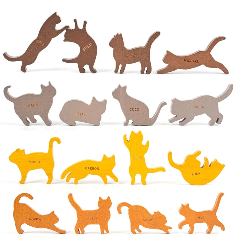

Wooden Board Game Kitten Stacker Learning Toys Parent-Children Interactive Game