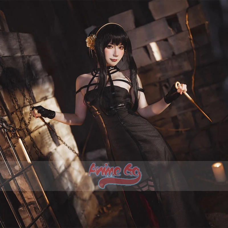 Женское черное платье для косплея по мотивам аниме C00918