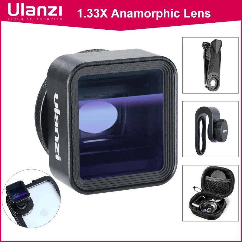 

Анаморфный объектив Ulanzi 1,33x/1,55x для телефона iPhone 13 12 11 Mini Pro Max X XR, объектив для камеры телефона для съемки фильмов