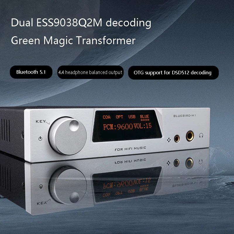 

Dual ES9038Q2M Audiophile Audio Decoder Bluetooth 5.1 QCC5125 Lossless HIFI Decoder, Supports DSD512 Decoding AMANERO Driver