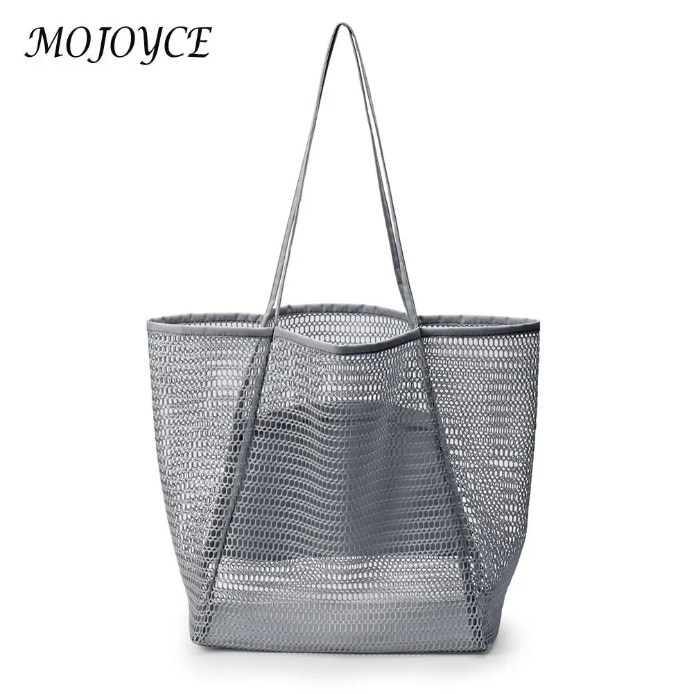 

Mesh Beach Bag Large Capacity Womens Transparent Portable Shopper Shoulder Handbags Swimming Luxury Designer Handbag Travel Tote