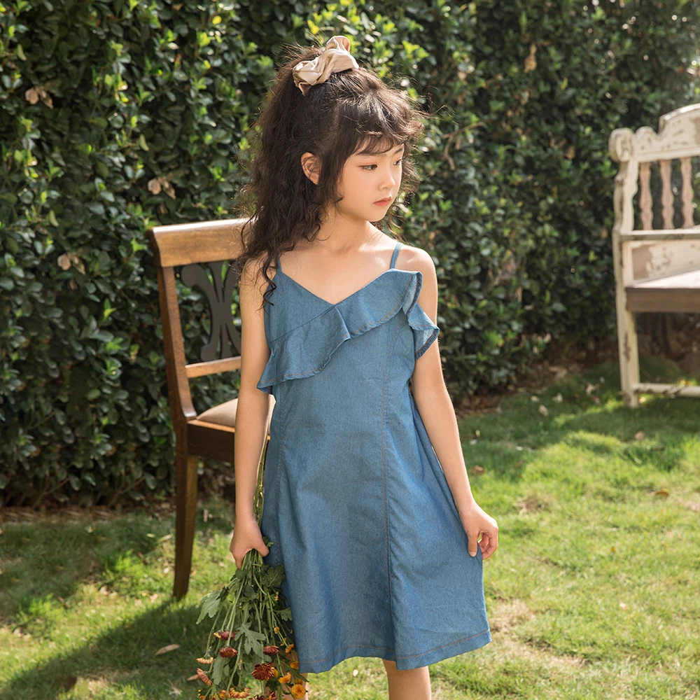 YourSeason Girl Beach Dresses 2022 New Kids Summer Fashion Children Girls Cotton Clothing Sleeveless Denim Casual Dress |