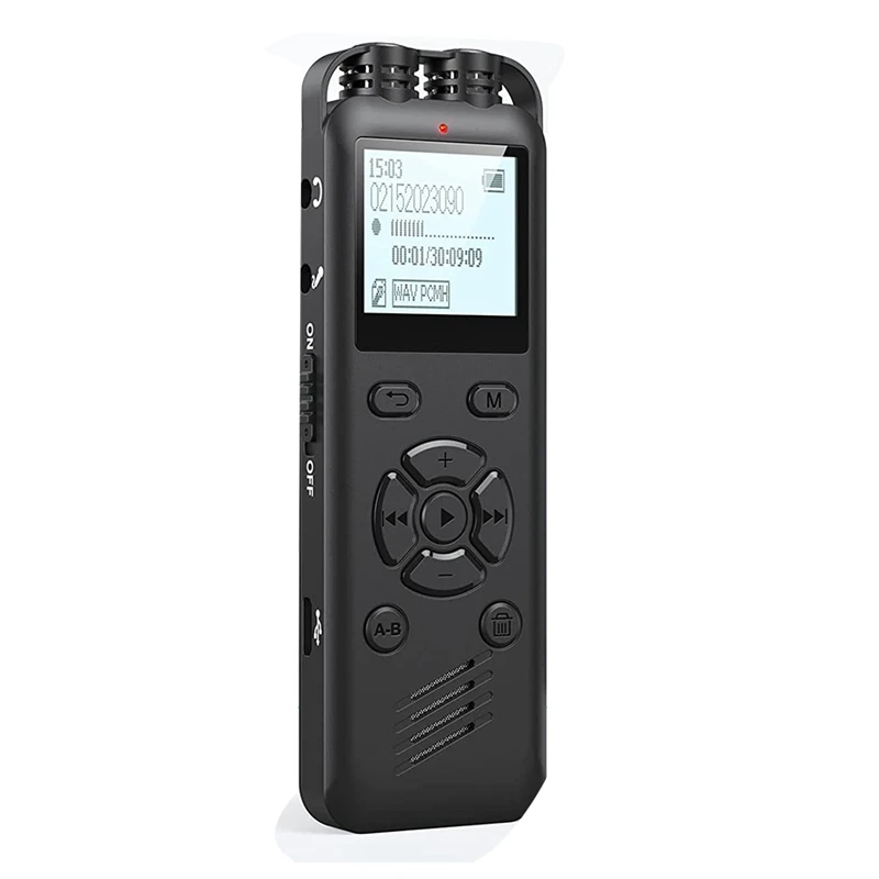 

Черный цифровой диктофон для лекций и встреч, таймерная запись, устройство записи с голосовой активацией и воспроизведением