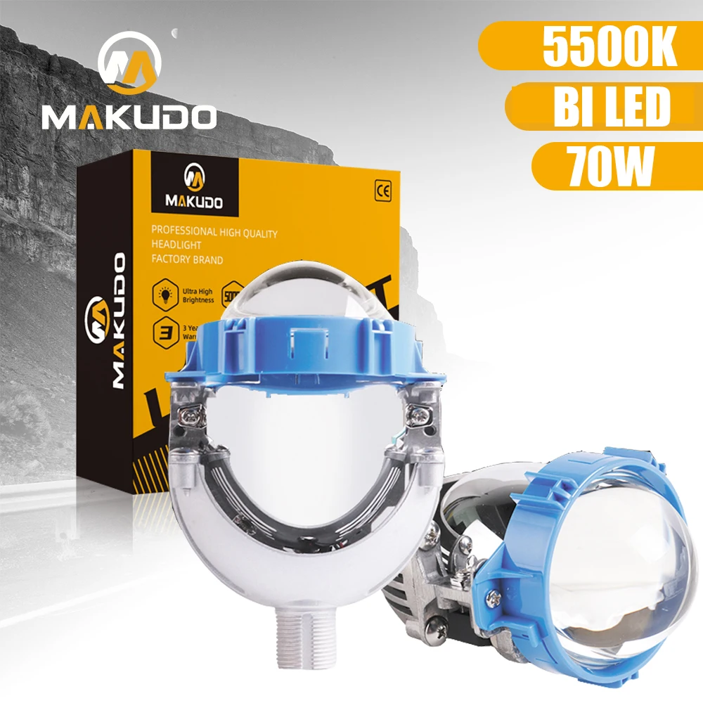 

MAKUDO 2 шт. 70 Вт 5500k 3 дюйма авто Bi Светодиодный прожектор линзы фары H4 H7 9005 9006 комплект для модернизации автомобиля мотоцикла 12 В
