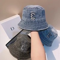 2022 c letter foldable fisherman hat washed denim bucket hats unisex bob caps hip hop gorros men women panama fishing cap