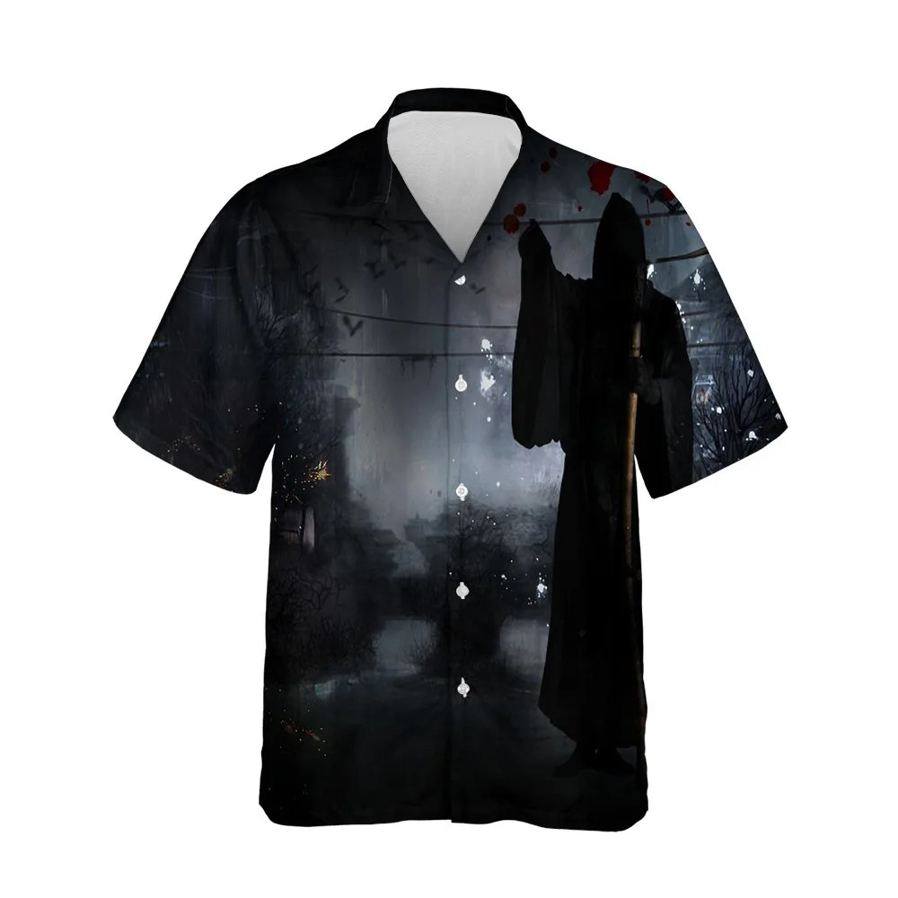 Jumeast 3D Halloween Festival Clothing Blouses Summer Fashion Mens Hawaiian Shirt Short Sleeve Streetwear Comfortable Men Shirt