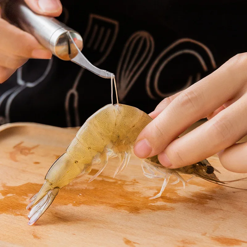 

Нож для креветок из нержавеющей стали, резак для креветок с открытой спиной, резак для креветок и кишечника
