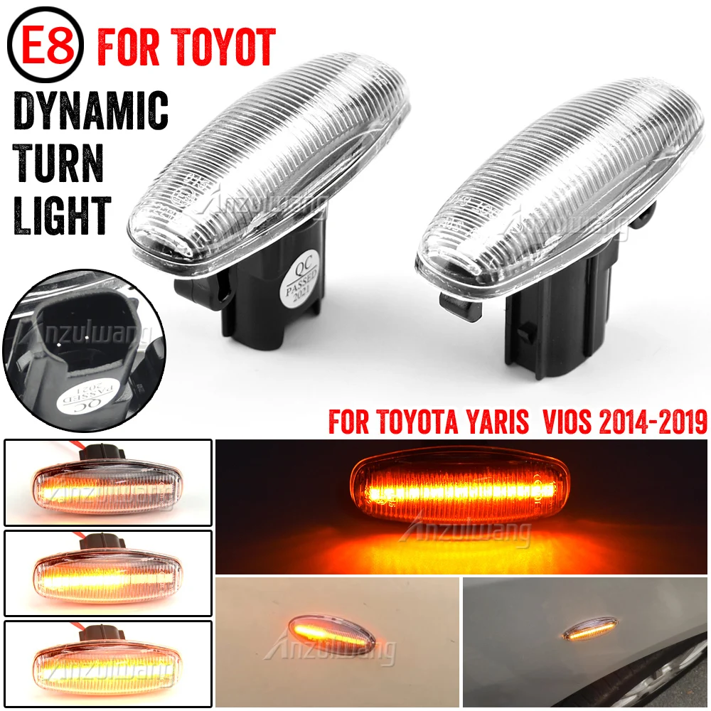 

2 adet dinamik LED dönüş sinyali lambası flaşör yan işaretleyici gösterge işığı Toyota Yaris Vios için 2014 2015 2016 2017 2018