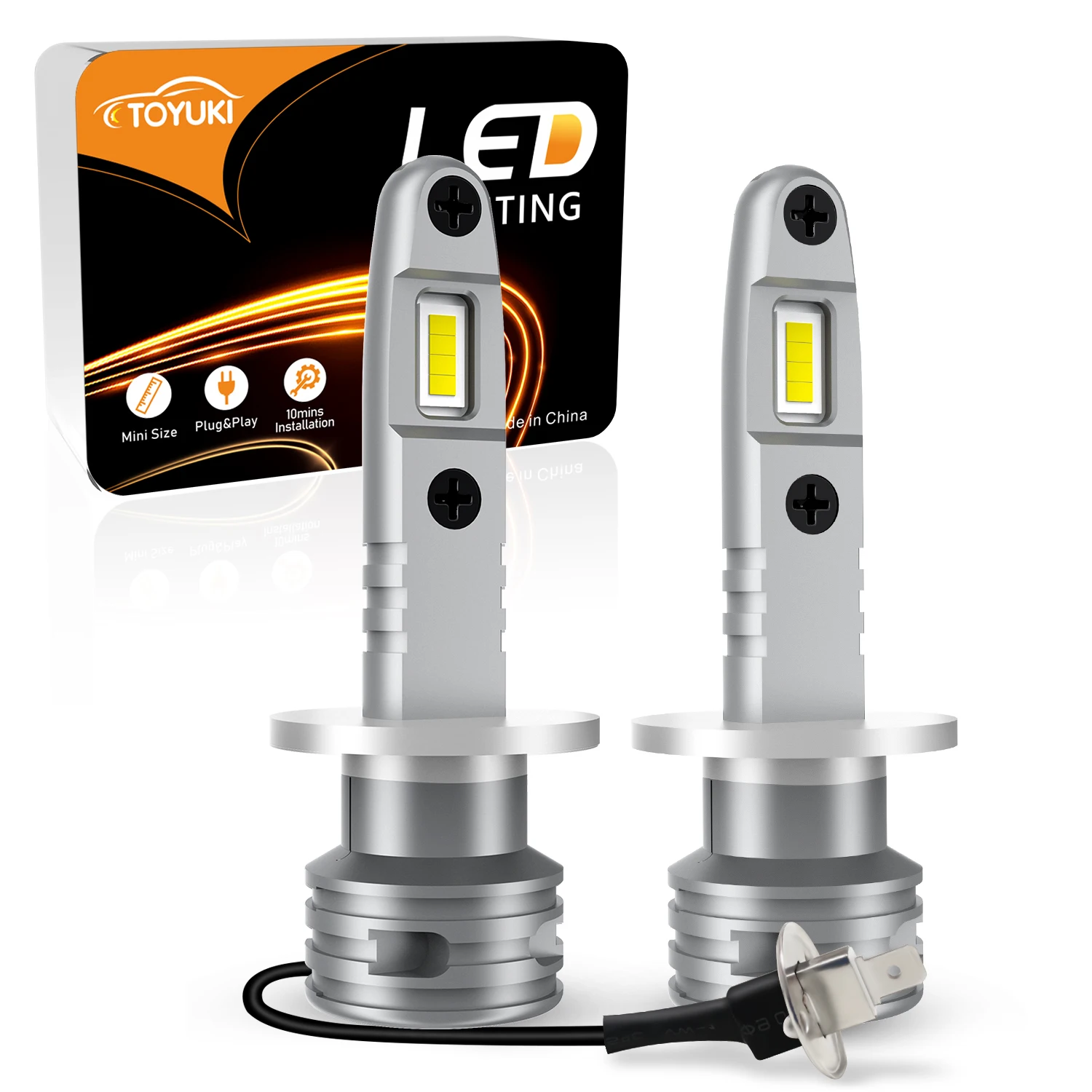 TOYUKI 2 шт. H1 светодиодные фары мини безвентиляторные огни 14000lm для автомобиля светодиодные лампы 8 шт. CSP 7035 чипы DRL налобный фонарь 6000K белый 12 В