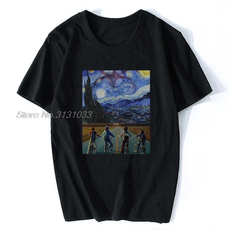 

Van Gogh's Stranger Things TV Show Man Summer Top T Shirt Male Fashion Cotton Sportswear Tee Casual Workout T Shirt