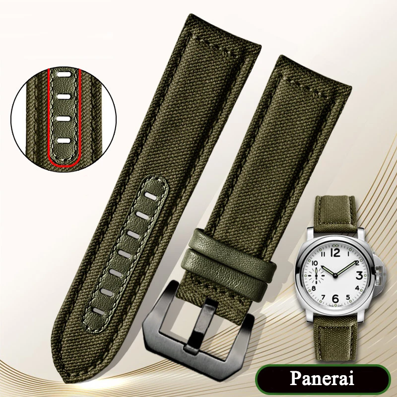 

Ремешок мужской из парусины и воловьей кожи, быстросъемный нейлоновый браслет для наручных часов, стальная пряжка, зеленый цвет, 20 мм 22 мм 24 мм