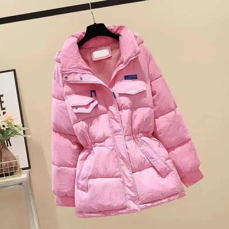 2023 New Winter Women Mid-long Parkas Jackets Casual Pockets Thick Warm Hooded Coat Female Outwear Korean Style Parkas C22