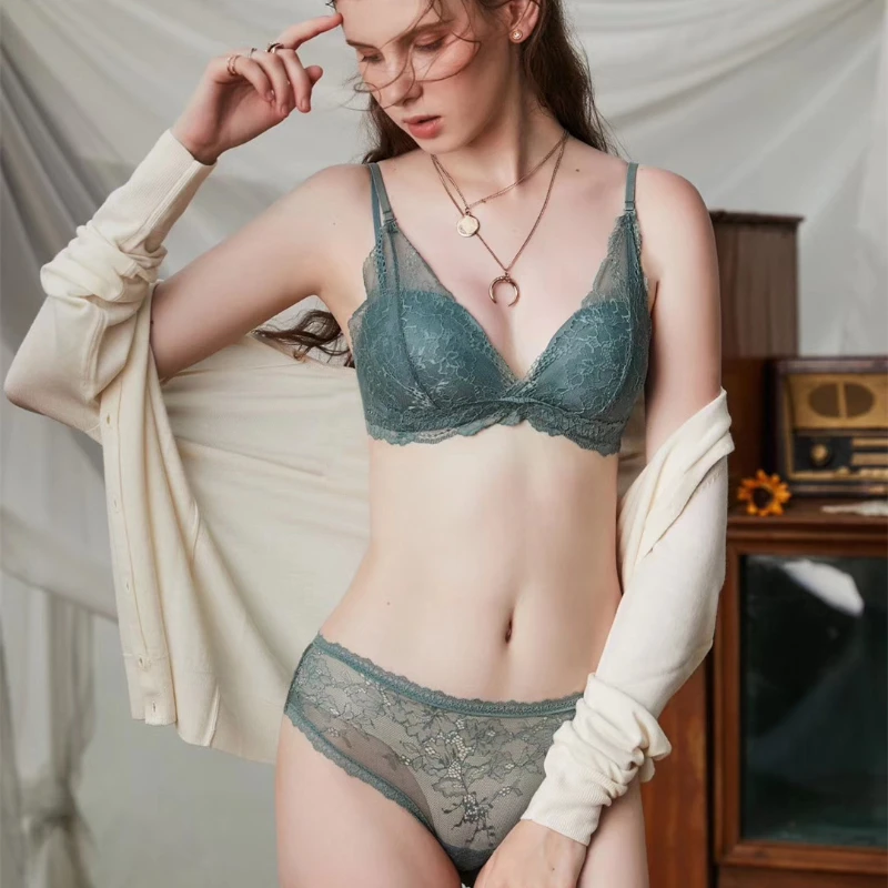 

Новинка 2022, французское сексуальное легкое и глянцевое полуплатье, Комплект бюстгальтеров с чашками, модный светильник функциональный лег...