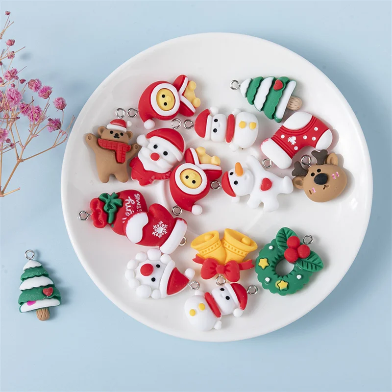 Новинка 15 шт. милые рождественские подвески из смолы елочные носки с оленем