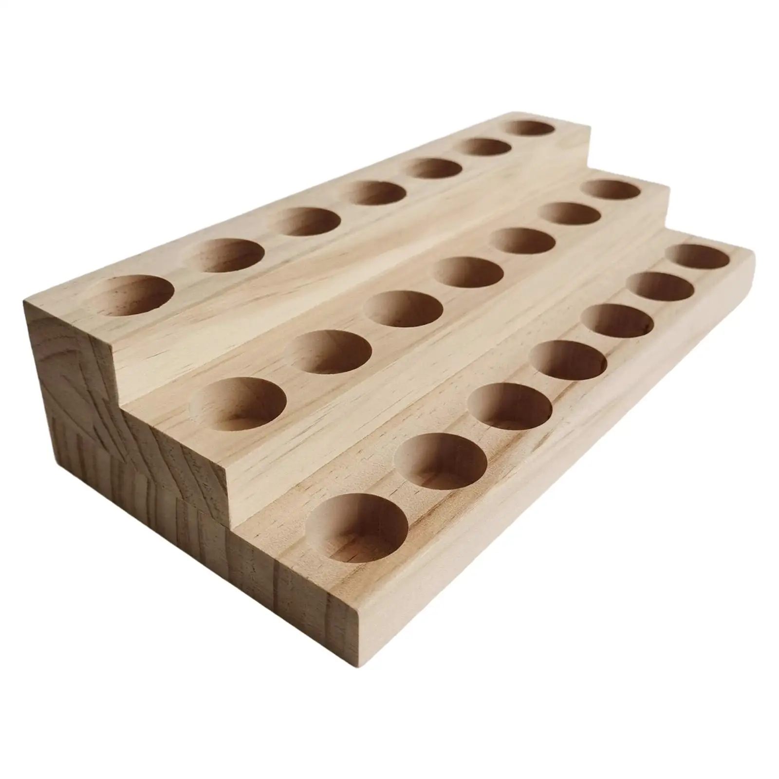 

21 Holes Wooden Essential Oil Storage Rack 3 Tier Ornaments Display Stand for 10ml Bottles Beauty Salon Desktop Home