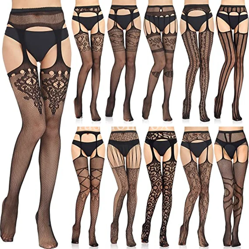 

Sexy Women's Lingerie Hollow Out Pantyhose Black Tights Fishnet Body Stockings Lady Club Party Hosiery Mesh Nylon Long Stockings