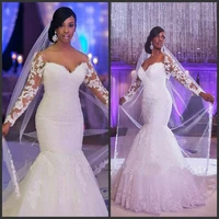 high quality long sleeve lace mermaid wedding dress vestido de noiva long sleeve bridal dresses factory custom