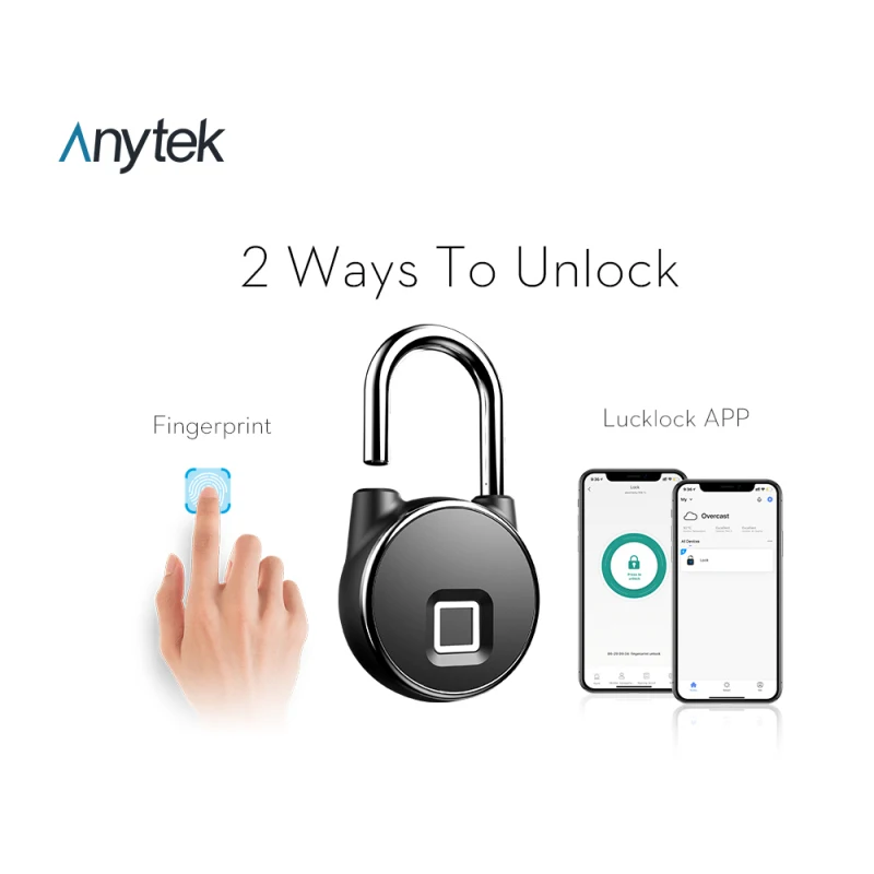 

Coolgaze Tuya Smart Home Fingerprint Lock Bluetooth Fingerprint Padlock Door Lock IP65 Waterproof Keyless USB Rechargeable