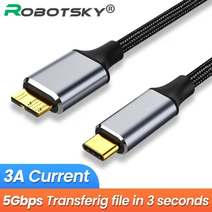 5Gbps USB Type C To Micro B 3.0 Connector Cable 5A Quick Charging For MacBook Laptop Hard Drive Disk