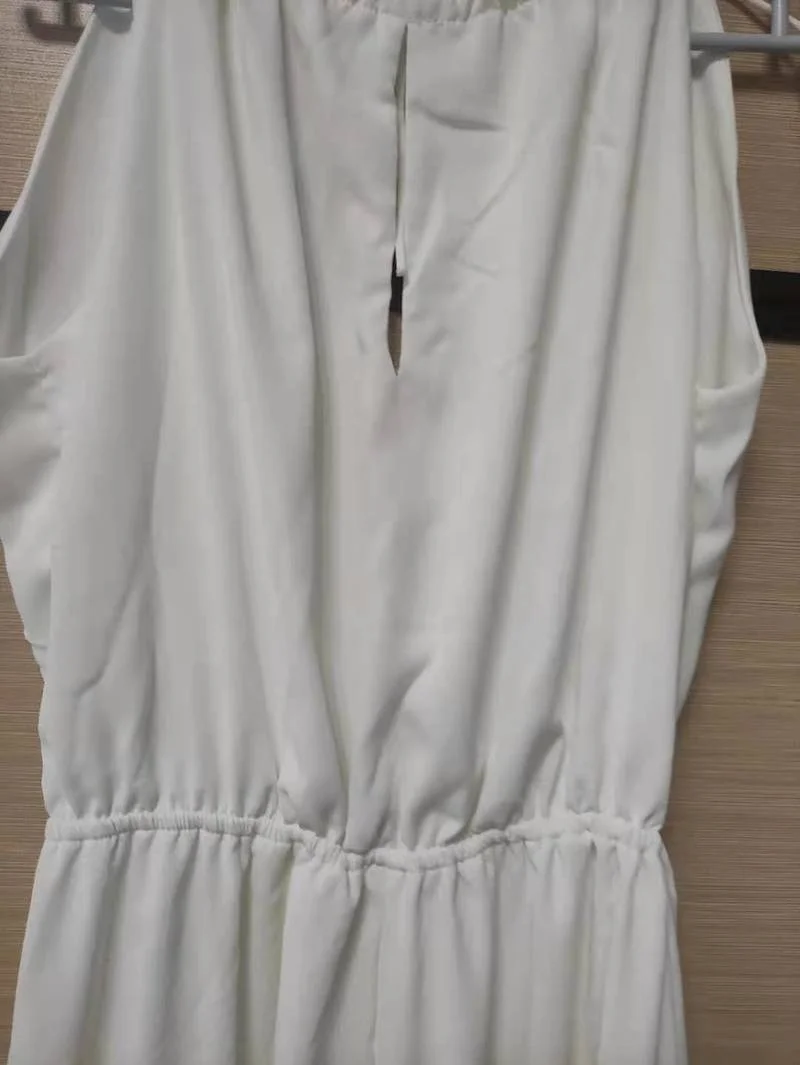 Elegant White Jumpsuit Summer Women 2021 Summer Sleeveless High Waist Loose Trousers Wedding Party Beach Casual Commute Pants