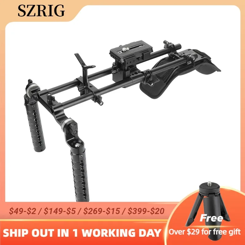 

SZRIG ручное крепление на плечо с быстроразъемной основой Manfrotto и двойной розеткой ARRI, алюминиевая ручка для сыра