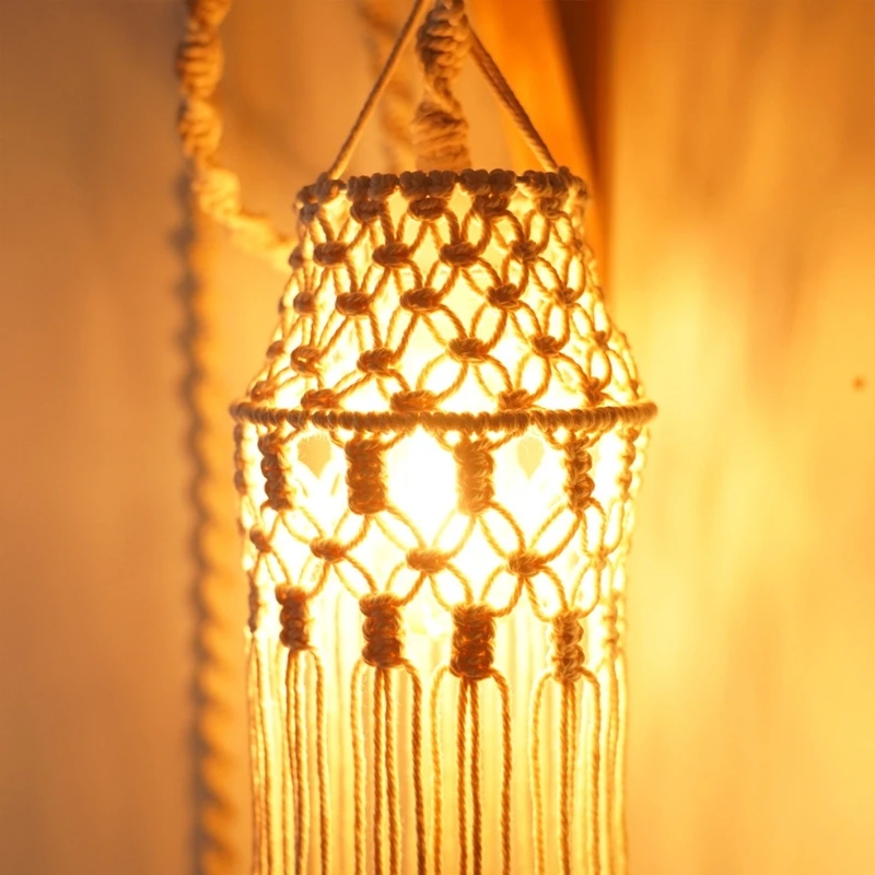 Потолочный светильник ручной работы хлопковая веревка кисточки абажур из