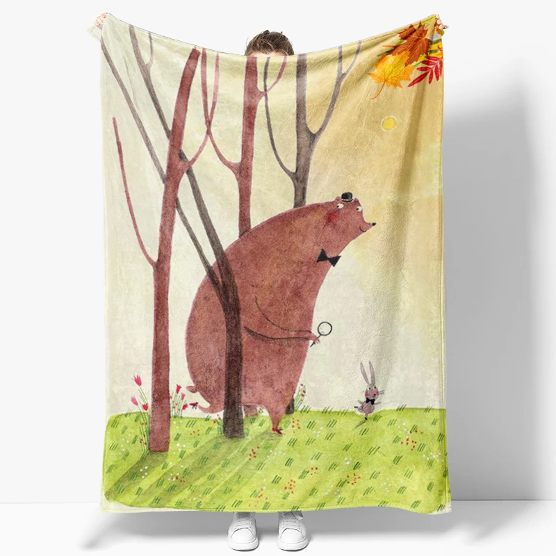 

Super Soft Flannel Blanket For Beds Children's Room Cute Cartoon Animal Printed Throw Sofa Cover Bedspread Winter Warm Blankets