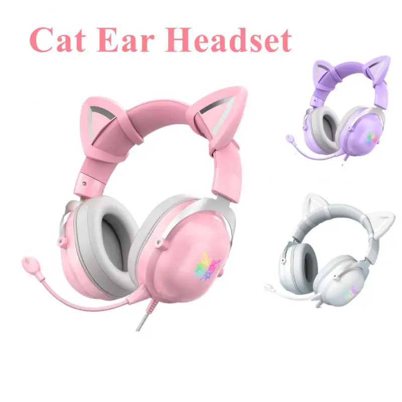 

X11 Detachable Cat Ear Gaming Earphones Active Noise Reduction Headphones With Mic 3D Stereo Sound Music Jack Wired Headsets