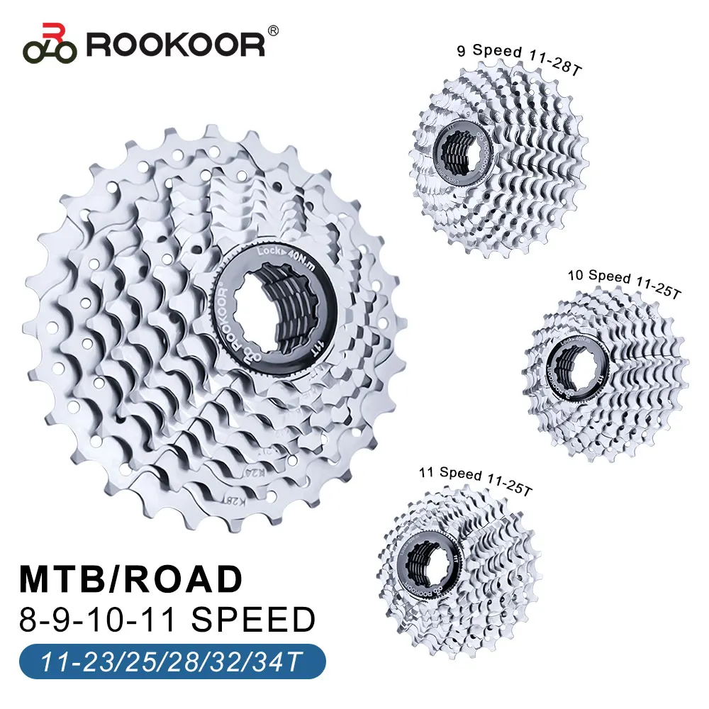 

2022 New ROOKOOR Bicycle Parts Road Bike Cassette Freewheel 8 9 10 11 Speed Velocidade 11-23T 25T 28T 32T 34T for SHIMANO SRAM