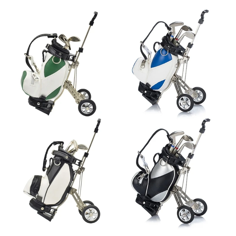 

Golf Pens with Golf Bag Holder Novelty Gifts with 3 Pcs Aluminum Pen Office Desk Golf Bag Pencil Holder